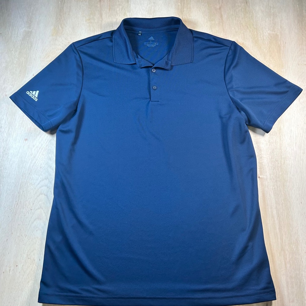 Adidas Primegreen Navy Blue Short Sleeve Performance Golf Polo Shirt Mens L